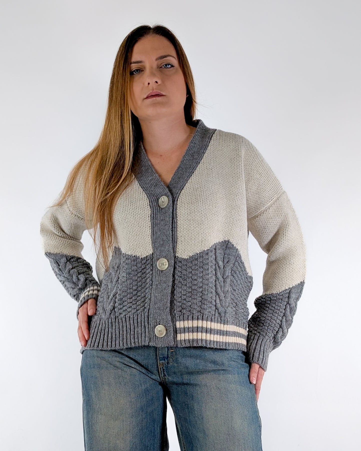 AI25 Susy Mix Cardigan AI25163 Grigio