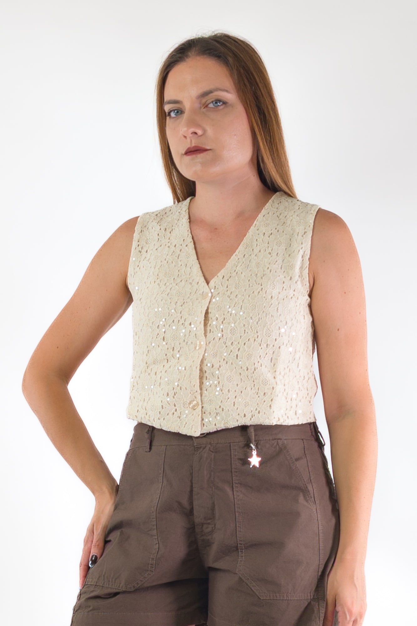PE26 Susy Mix Gilet G89024 Crema