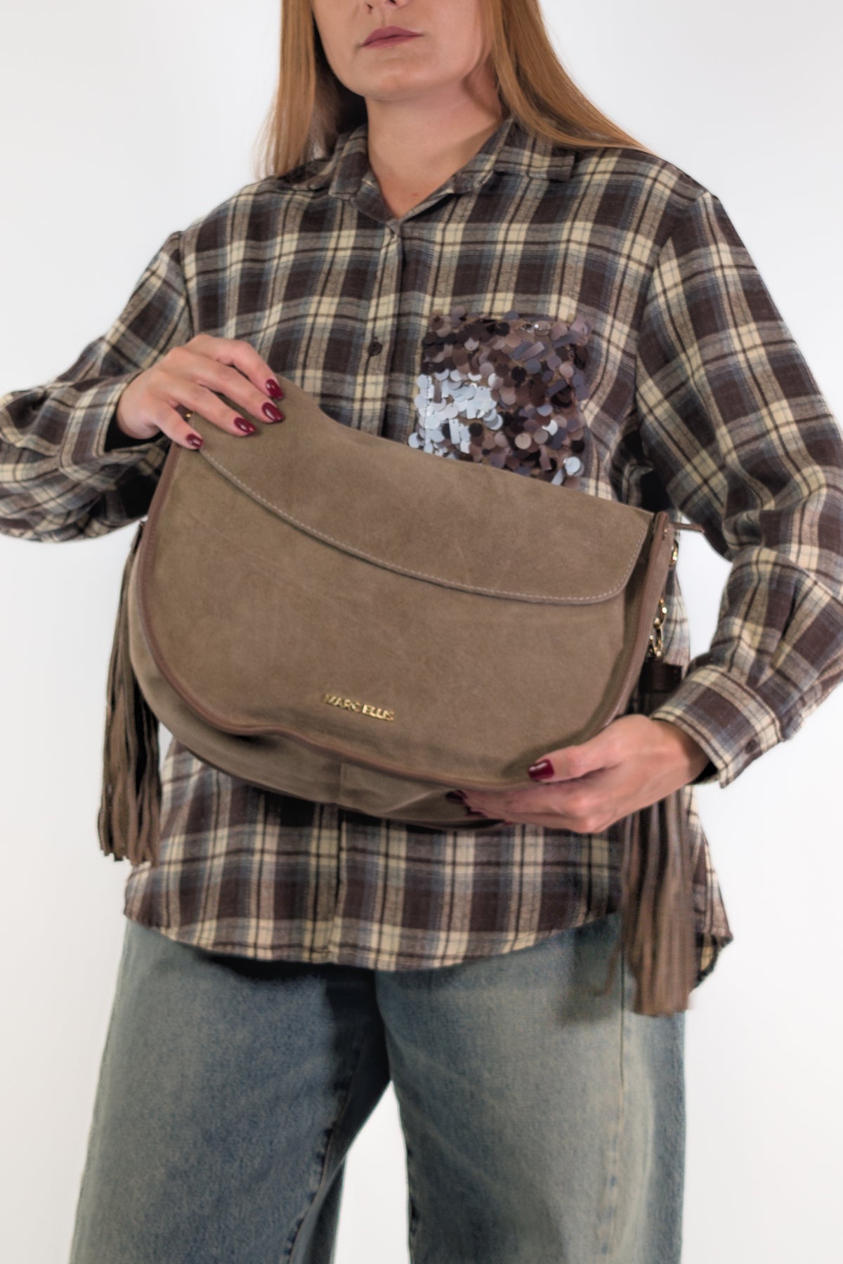 Marc Ellis Borsa LIMA L CM DARK TAUPE / GOLD