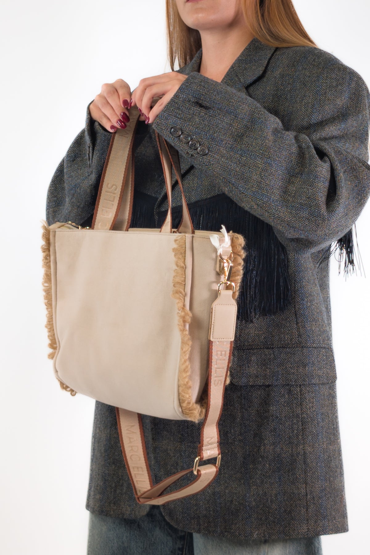 Marc Ellis Borsa BUBY VELVET M DARK BEIGE