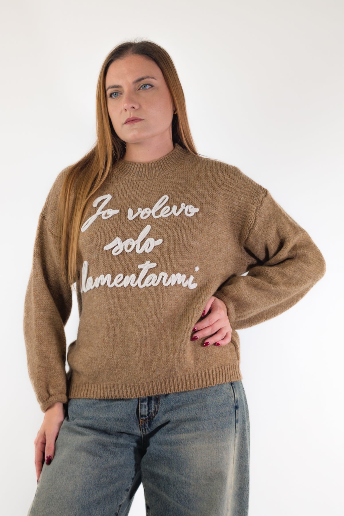 AI26 Luxury Maglia A4579 Io Volevo Solo Lamentarmi Cammello
