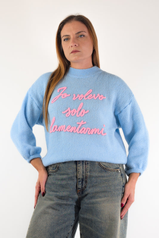 AI26 Luxury Maglia A4579 Io Volevo Solo Lamentarmi Azzurro